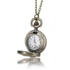 Pendant Necklaces Necklace Bronze Quartz Pocket Watch For Men Women Hollow Gear Carved Case With Chain Watches Vintage T-Pocket Jewelry