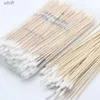 Bawełniany wymaz 200pcs 15 cm drewniany rękojeść bawełniana wymaza jedna głowica q-tips ucha nos czyszczenie sterylne patyki makijaż Makijaż Usuń tooll231116