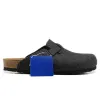 Designer Sandaler Bostons CLOGS TIFFERS MÄNNER Kvinnor Slides tofflor Soft Footbed Suede Leather Buckle Strap Shoes Outdoor Size 35-47