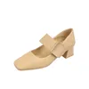 Chaussures de robe 2023 Talons de plate-forme en cuir Sandales épaisses pour femmes Dernières chaussures à bout carré Mary Jane Lace-Up Slip sur Pompes Travail