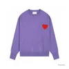 Amis Mens Paris 패션 디자이너 Amisknitted Sweater Hoodie 자수 Red Heart Soly Color Round Long Sleeve Shirts XN5M