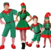 Tenues assorties pour la famille Vêtements assortis pour la famille de Noël Ensemble de vêtements elfe pour garçons et filles Adulte vert rouge haut de fête pantalon chapeau ceinture ensemble vêtements de jeu de rôle 231116