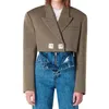 Kvinnors jackor jacka 2023 Autumn Metal -knapp dekorativ kort kappa koreansk mode smal blazer långärmad topp y2k