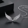 Ins Top Sell Angle Wing Pendant Sparkling Luxury Jewelry 925 Sterling Silver Gold Fill Pave White Sapphire CZ Diamond Gemstone Party Women Wedding Clavicle Necklace