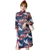 Abbigliamento etnico 2023 Anno cinese moderno Abito per ragazze Cheongsam A-Line Donna Manica 3/4 Qipao Abiti tradizionali 31687