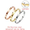 Bangle Design Gold Color Zircon och Cross Nut Nail Armband Gold Bangle For Woman Rostfritt stål Skruvmärke SMycken 231116