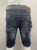 Jeans da uomo 2023 Pantaloncini di jeans 5/4 alla moda estivi Moda Slim Fit Foro per inchiostro maculato elastico
