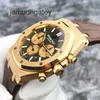 AP Swiss Luxury Watch Orologio da uomo serie Royal Oak 26331or Quadrante caffè con datario e funzione di cronometraggio 41mm Orologio meccanico automatico 19 Set completo