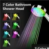 Cabeças de chuveiro do banheiro 7 cores mudando LED cabeça chuvas pulverizador de poupança de água acessórios substituição 231031 gota entrega dhwyn