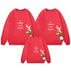 Bijpassende familie-outfits Kerstmis Herten Ouders Kinderhoodie Felrood Ronde hals Vakantiehoodie Familievakantieset Jaar Familiekleding 231116