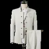 Pakken voor heren Blazers Business Casual pak 2-delig Chinese vintage stijl Heren Bruiloft Borduren Jurk Kleding en broek met trekkoord 231115