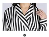 Women's Sleepwear Black And White Color Striped Design Satin Robe For Women Summer Long Sleeve Large Size Silk Cool Bathrobe Night Wears