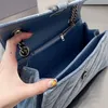 Krossa timglas crossbody denim handväska handväska duk jeans kedja axel mode bokstav spänne silver hårdvara klaff koppling plånbok två storlek