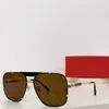 Neues Modedesign, quadratische Sonnenbrille 0437S, Metallrahmen, randlose Linse, einfacher und beliebter Stil, vielseitige UV400-Schutzbrille für den Außenbereich