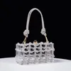 Avondtassen Diamond Clear Acryl Box Clutch Bag Boutique Geweven Geknoopt Touw Portemonnees En Handtassen Bruiloft 231115