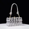 Bolsas de noche Diamante Caja de acrílico transparente Bolso de embrague Boutique Tejido Monederos de cuerda anudada y bolsos Fiesta de boda 231115