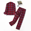 Kvinnors sömnkläder Kvinnors pyjamas plus storlek S-XXXL Kläder damer Flanell Cotton Home Wear Suit Autumn Winter Pyjamas Plaid Print Sleep Tops 231116