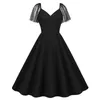 Casual Dresses Women's Mesh Splicering Retro Dress with For Women Prom Formal Womens Short Evening