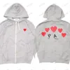 Mens Hoodies Sweatshirts 21S 디자이너 놀이 스웨트 셔츠 커밋 점퍼 Des Garcons 편지 자수 긴 소매 풀 오버 여성 Red Heart Loose De S022