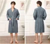 Vêtements de nuit pour femmes Couple Terry Kimono peignoir robe printemps automne chemise de nuit avec ceinture poche lâche décontracté femmes maison robe vêtements de nuit