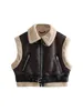 Gilet da donna 2023 Gilet corto in ecopelle Donna imbottito Donna Giacca senza maniche con cerniera Collo alto Cappotto invernale Gilet