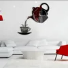 Wanduhren 3D Kaffeetasse Teekanne Selbstklebende Acrylspiegel Uhr Aufkleber für Zuhause Wohnzimmer Dekor Aufkleber