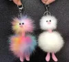 Colorful fur ball keychain Party Favor cute plush ostrich ornaments animal shape backpack car accessories Wholesale FY3458