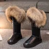 Top quality Designers Snow boot Warm Fur shoes Women's Winter Lining Real Fur Trim Suede Leather Knee High Boots Waterproof boots Fashion anti-slip Thick Flats Shoes