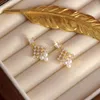 Orecchini a pennello Imitazione originale francese Crystal Crystal Geometric Women Women Fashion Bride Wedding Jewelry Regalo