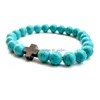 Charm Armbanden 8Mm Natuurlijke Zwarte Lavasteen Turquoise Kruis Armband Vaolcano Aromatherapie Essentiële Olie Diffuser Voor Vrouwen Dhgarden Dhkj4