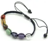 Collane con ciondolo Pietra naturale all'ingrosso 7 Chakra Reiki Bracciale in cristallo di quarzo Perline irregolari Corda fatta a mano regolabile