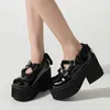 SURES Buty Lapolaka Chunky Heels Mary Janes Lolita Pumps Women's Street Style Punk Gothic High Heeled For Kobiety