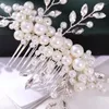 Headpieces Simulated Pearls Silver Color Hair Combs For Women Bride Girls Wedding Accessories Handmade Crystal Princess Head Jewelry