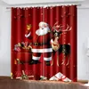 Curtain 2023 Merry Christmas Red Snowman Santa Claus Thin Shading 2 Panels For Bedroom Living Room Home Hook Decor