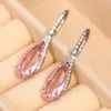 2023 Dangle Boucle D'oreille Ins Top Vente De Luxe Bijoux 925 En Argent Sterling Goutte D'eau Rose Cubique Zircon CZ Diamant Partie Femmes Boucle D'oreille Pour Amant Cadeau