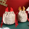 Kerstversiering 10st Rendier Snoep Geschenkzakje Fluwelen Kerstman Zakken Trekkoord Decor Kinderfeest Gunst Jaar