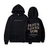 Hoodies femininos jesus ama você moletom para mulheres casual manga longa camisas gráficas com capuz hip-estilo europeu americano vintage