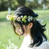 Decorative Flowers & Wreaths Fashion Girls Artificial Flower Wreath Wedding Bride Hair Band Vine Party Supplies Christmas Decoration Rattan