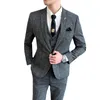 Männer Anzüge Blazer Mode Business Plaid Gestreiften Anzug 3 Stück Männer Kleidung 2023 Stil Hochzeit Party Kleid Homme Größe 5XLS 231116