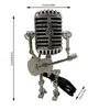 Microphone Robot Lampe De Bureau Avec Guitare Métal Fer Art Bureau Lumière Maison Chambre Éclairage Décor Jaune