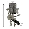 Microphone Robot Desk Lamp With Guitar Metal Iron Art Desktop Light Home Bedroom Lighting Decor Yellow