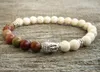 Strand 8MMNatuursteen PicassoJasper Armbanden Mala Kralen Armband Meditatie Yoga Boeddha Stretch Mannen Sieraden