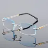 Sunglasses Frames 0- /-4.50 1.61Custom Finished Prescription Glasses Mens Rimless Eyewear Frame Ultralight Titanium Optics Gradient Lens