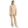 Kvinnors tröjor Kvinnor Tröja Solid Knit Pants Set O- Neck Split Y2K kläder 2023 Autumn Winter Official Suit Fashion Casual Dress