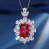 Ketting Oorbellen Set Sieraden Koperen onderkant Verguld Modieus Simulatie Rood korund Retro Temperament Ring Voor Dames 10 14-7 9