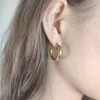 Dangle Earrings Punk Smooth Round Hoop Thick Geometric Metal Stainless Steel Ear Buckle Circle Gold Color Earring Men Girl Jewelry