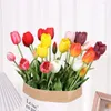Decorative Flowers Silicone Real Touch Tulips Bouquet 5 Heads Stems Artificial Handmade Craft Party Supplies