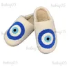 Pantofole ASIFN Pantofola di alta qualità Modello moda Scarpe Evil Eyes Ricamo blu Pantofole calde per la casa Occhi del diavolo per uomo e donna T231116