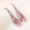 2023 Dangle Boucle D'oreille Ins Top Vente De Luxe Bijoux 925 En Argent Sterling Goutte D'eau Rose Cubique Zircon CZ Diamant Partie Femmes Boucle D'oreille Pour Amant Cadeau