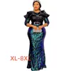 Plus Size Dresses 4xl 5xl 6xl 7xl 8xl Women's Sequin Embroidered Long Skirt Cocktail Bohemian Formal